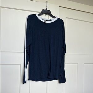 Jerzees Men’s Navy and White Crew Neck Top